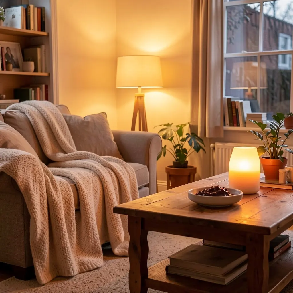 Cozy home interior with warm lighting